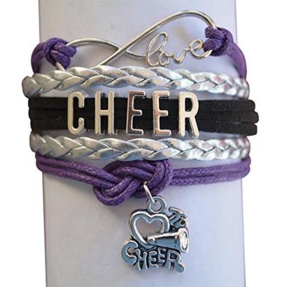 Girls Cheer Bracelet - Purple Black & Silver - Picture 1 of 1